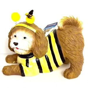 Humane Society Golden Doodle Dog Spring Bumble Bee Costume Figurine Decor NOS
